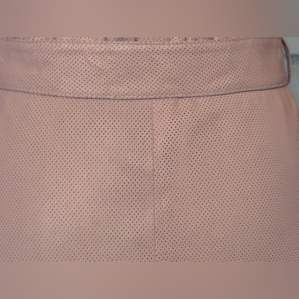 Vintage HUGO BOSS Lamb Leather Pink Peach Trench Coat Belted Waist Extra Small - Picture 9 of 16